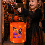 Personalized Magical Spooky Candy Quest Cartoon Character Photo LED Light Trick or Treat Bag with Name and Letter Halloween Party Gift for Kid