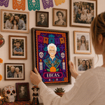 Personalized Paper-Cutting Art Photo Design Canvas Prints with Name Home Decor Ship from USA Halloween Day of the Dead Gift for Friends Family