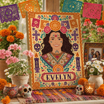 Personalized Paper-Cutting Art Photo Design Canvas Prints with Name Home Decor Ship from USA Halloween Day of the Dead Gift for Friends Family