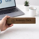 Personalised Wedge Walnut Name Plate Desk Sign with Logo Card Holder Office Decor Promotion Graduation Gift for Colleagues Graduates
