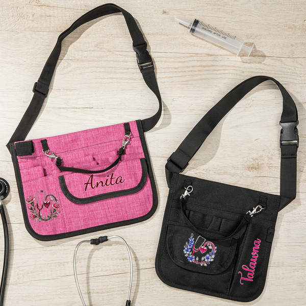 Personalised Birth Flower Stethoscope Multi-Pocket Waist Bag with Name Nurse Appreciation Week Gift for Nurses Doctors