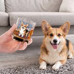 Personalized Watercolour Style Pet Portrait Photo 10 oz Old-Fashioned Whisky Glass with Name Birthday Anniversary Gift for Pet Lovers