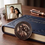 Personalized Couple Photo Avatar Commemorative Coin with Name and Year Wedding Birthday Copper Bronze Anniversary Gift for Couple Mom Wife