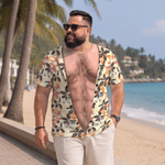 Personalised Funny Fake Muscle Hawaiian Floral T-shirt Daily Wear Beach Party Summer Holiday Gift for Men Husbands Friends