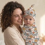 Set di fasce vintage floreali personalizzate Sacco nanna e cappello Regalo per neonato Regalo per la festa del bebè 6