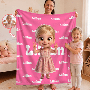 Personalised Multicolour Cartoon Character Photo Soft Throw Blanket with Name Home Decor Birthday Gift for Kids