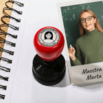 Personalised Cartoon Teacher Portrait Multicolour Self-Inking Stamp with Title Surname and Text Teacher's Day Appreciation Birthday Gift for Teachers