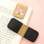Personalised Rainbow Flower Butterfly Magnetic PU Leather Bookmark Clip with Name Teacher Appreciation Birthday Gift for Teachers Book Lovers