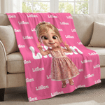 Personalised Multicolour Cartoon Character Photo Soft Throw Blanket with Name Home Decor Birthday Gift for Kids
