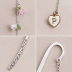 Personalised Miniature Lily of the Valley Bookmark Hook with Initial Reading Accessory Birthday Gift for Book Lovers Bookworms