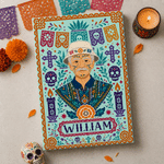Personalized Paper-Cutting Art Photo Design Canvas Prints with Name Home Decor Ship from USA Halloween Day of the Dead Gift for Friends Family