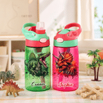 Personalised Watercolour Ink-Splash Dinosaur 16 oz Water Bottle with Name Daily Use Back to School Birthday Gift for Kids Dinosaur Lovers