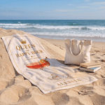 Personalised Queen King of Happy Hour Cocktail Quick-Dry Oversized Beach Towel with Name Beach Party Daily Use Holiday Gift for Couple