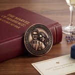 Personalized Couple Photo Avatar Commemorative Coin with Name and Year Wedding Birthday Copper Bronze Anniversary Gift for Couple Mom Wife
