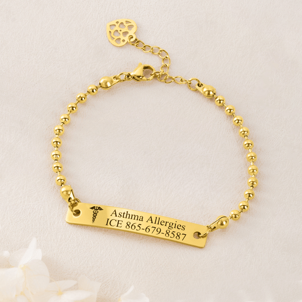 Personalized Engraved Medical Alert Bracelet with Text Birthday Gift for Women Patients