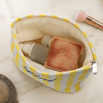 Personalised Pastel Stripe Embroidered Text Canvas Makeup Bag Daily Use Bridal Shower Birthday Gift for Bride