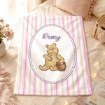 Personalized Classic Winnie the Pooh Cozy Throw Blanket with Name Nursery Decor Birthday Baby Shower Gift for Kid Baby Newborn
