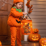 Personalized Halloween Cartoon Photo Character LED Light Trick or Treat Bag with Initial and Name Halloween Party Gift for Kids