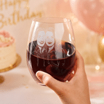 Personalized Besties Photo 15 oz Stemless Wine Glass with Name Home Decor Date Night Birthday Gift for Bestie Best Friend