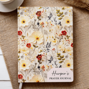 Personalised Retro Exquisite Wildflower Faith Journal Notebook with Name Daily Prayer Birthday Gift for Women Christians