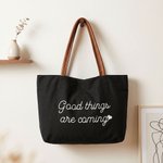 Personalized Minimalist Style Heart Canvas Tote Bag with Name Birthday Gift for Friend Woman