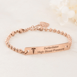 Personalized Engraved Medical Alert Bracelet with Text Birthday Gift for Women Patients