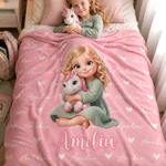 Personalized Hugging Plush Toy Cartoon Character Soft Throw Blanket with Name and Photo Home Decor Birthday Back to School Gift for Kids Boys Girls