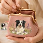 Personalisiertes Haustier-Foto Portemonnaie mit Blumen & Namen | Vintage Geldbeutel mit Bügelverschluss | Muttertag & Geburtstag Geschenk für Frauchen