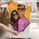 Personalized Exaggerated Comic Photo Luggage Cover Fits 18-32 Inches Suitcase Daily Use Travel Accessories Birthday Gift for Travel Lovers Couple