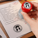 Personalised Cartoon Teacher Portrait Multicolour Self-Inking Stamp with Title Surname and Text Teacher's Day Appreciation Birthday Gift for Teachers