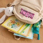Personalised Colourful Crayon Letter Design Lightweight Corduroy Backpack with Name Back to School Outdoor Activities Birthday Gift for Kid