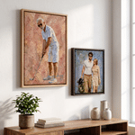 Láminas personalizadas en lienzo con foto de un jugador de golf al estilo de la pintura al óleo con nombre Regalo de cumpleaños para amantes de golf