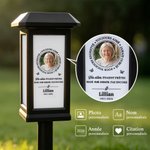 Lampe solaire de jardin personnalisée avec photo motif papillon et nom - Décoration commémorative - Cadeau de sympathie et de réconfort