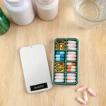 Personalised Metal Pill Box with Text Weekly Pill Organiser Portable Travel Medicine Storage Holder Birthday Gift for Parents Travellers