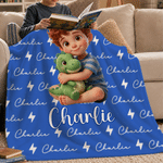 Personalized Hugging Plush Toy Cartoon Character Soft Throw Blanket with Name and Photo Home Decor Birthday Back to School Gift for Kids Boys Girls