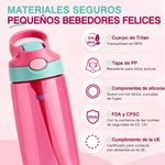 Botella de agua personalizada con diseño de estilo 3D de dibujos animados con nombre y pajita de silicona regalo de vuelta al cole para niños