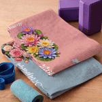 Personalized Positive Thoughts Change Your Life Birth Flower Butterfly Yoga Towel with Name Yoga Exercise Birthday Gift for Pilates Yoga Lover