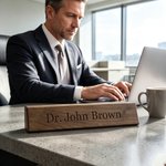 Personalised Wedge Walnut Name Plate Desk Sign with Logo Card Holder Office Decor Promotion Graduation Gift for Colleagues Graduates