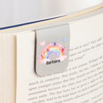 Personalised Rainbow Flower Butterfly Magnetic PU Leather Bookmark Clip with Name Teacher Appreciation Birthday Gift for Teachers Book Lovers