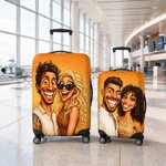 Personalized Exaggerated Comic Photo Luggage Cover Fits 18-32 Inches Suitcase Daily Use Travel Accessories Birthday Gift for Travel Lovers Couple