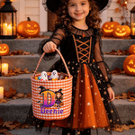 Personalised Cute Halloween Theme Cartoon Wizard Character Photo Bucket Bag with Name and Initial Halloween Party Gift for Kids