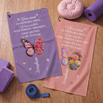 Personalized Positive Thoughts Change Your Life Birth Flower Butterfly Yoga Towel with Name Yoga Exercise Birthday Gift for Pilates Yoga Lover