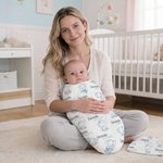 Personlig blomstret søt elefant 100% bomull Swaddle Set Sleep Sack og lue med navn mors dag bursdag baby shower gave til baby