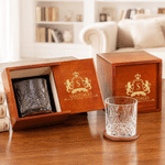 Personalized Retro Initial Whiskey Glass Wooden Box Coaster Set with Name and Date Birthday Anniversary Gift for Men