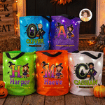 Personalized Magical Spooky Candy Quest Cartoon Character Photo LED Light Trick or Treat Bag with Name and Letter Halloween Party Gift for Kid
