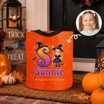 Personalized Magical Spooky Candy Quest Cartoon Character Photo LED Light Trick or Treat Bag with Name and Letter Halloween Party Gift for Kid