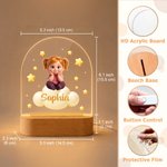 Spersonalizowana lampka nocna LED w stylu 3D z postacią z kreskówki „Chmura i gwiazda”, z drewnianą podstawą i imieniem – idealna do pokoju dziecięcego, prezent urodzinowy dla dziewczynek i chłopców