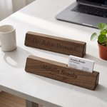 Personalised Wedge Walnut Name Plate Desk Sign with Logo Card Holder Office Decor Promotion Graduation Gift for Colleagues Graduates