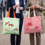 Personalised Striped Large Capacity Tote Bag with Title and Surname Daily Work Travel Use Teachers' Day Birthday Gift for Teachers Women Friends