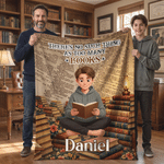 Personalised Book‑Reading Character Photo Soft Throw Blanket with Name and Title Daily Reading Use Living Room Birthday Gift for Book Lovers Family